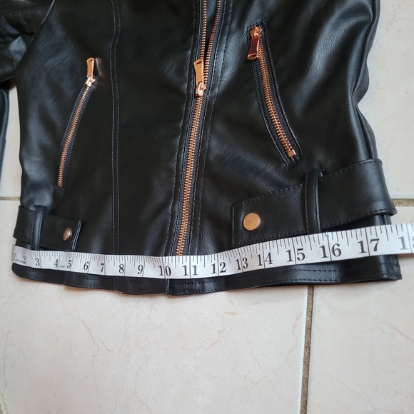 Miss London Black Leather Jacket with Copper Details Size M - Picture 11 of 15